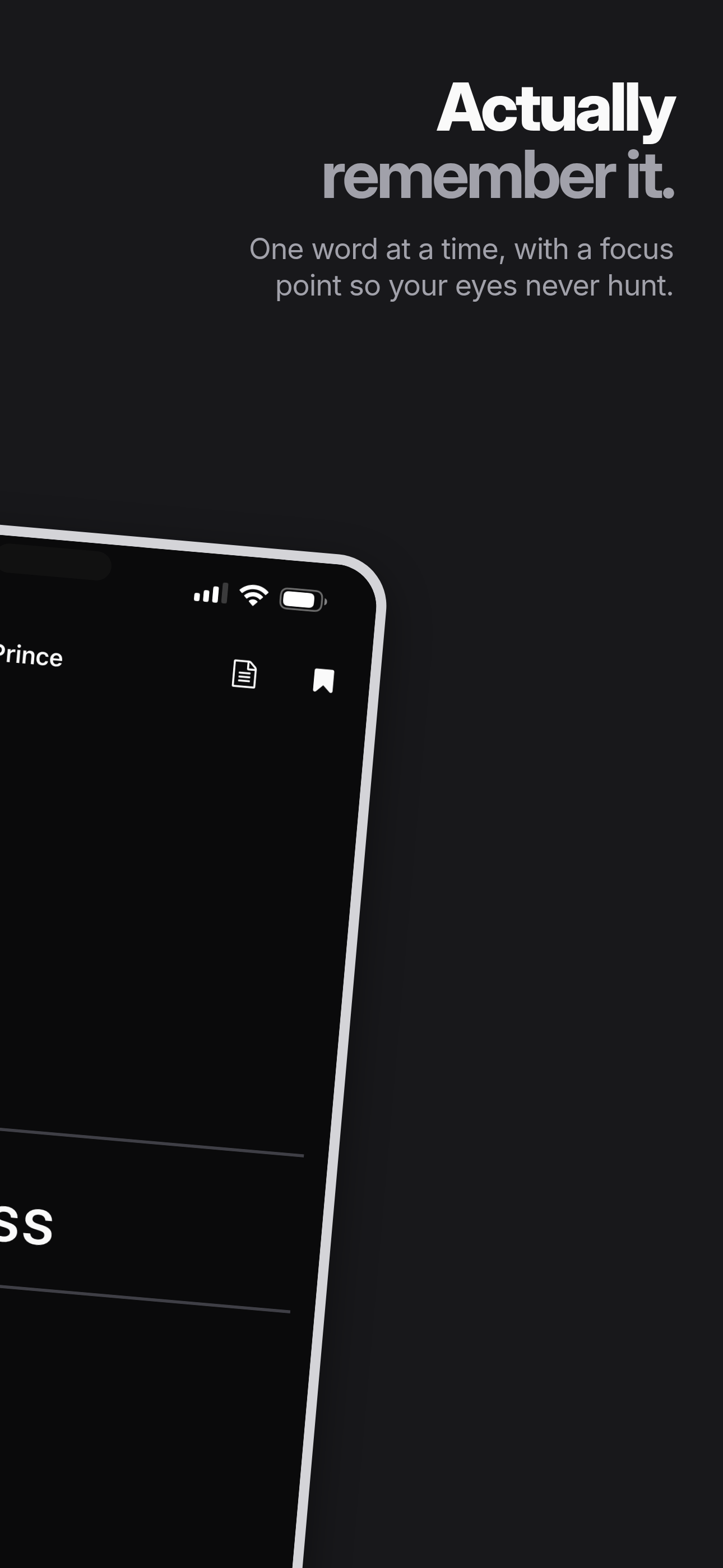 ReadFast RSVP reader — one word at a time